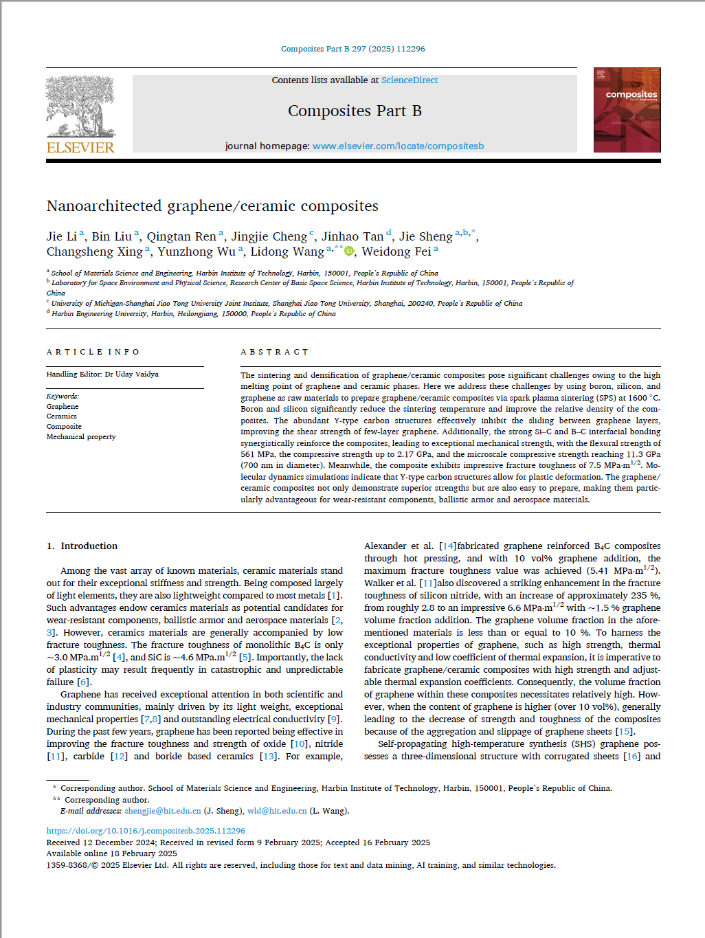 Nanoarchitected graphene/ceramic composites 论文首页